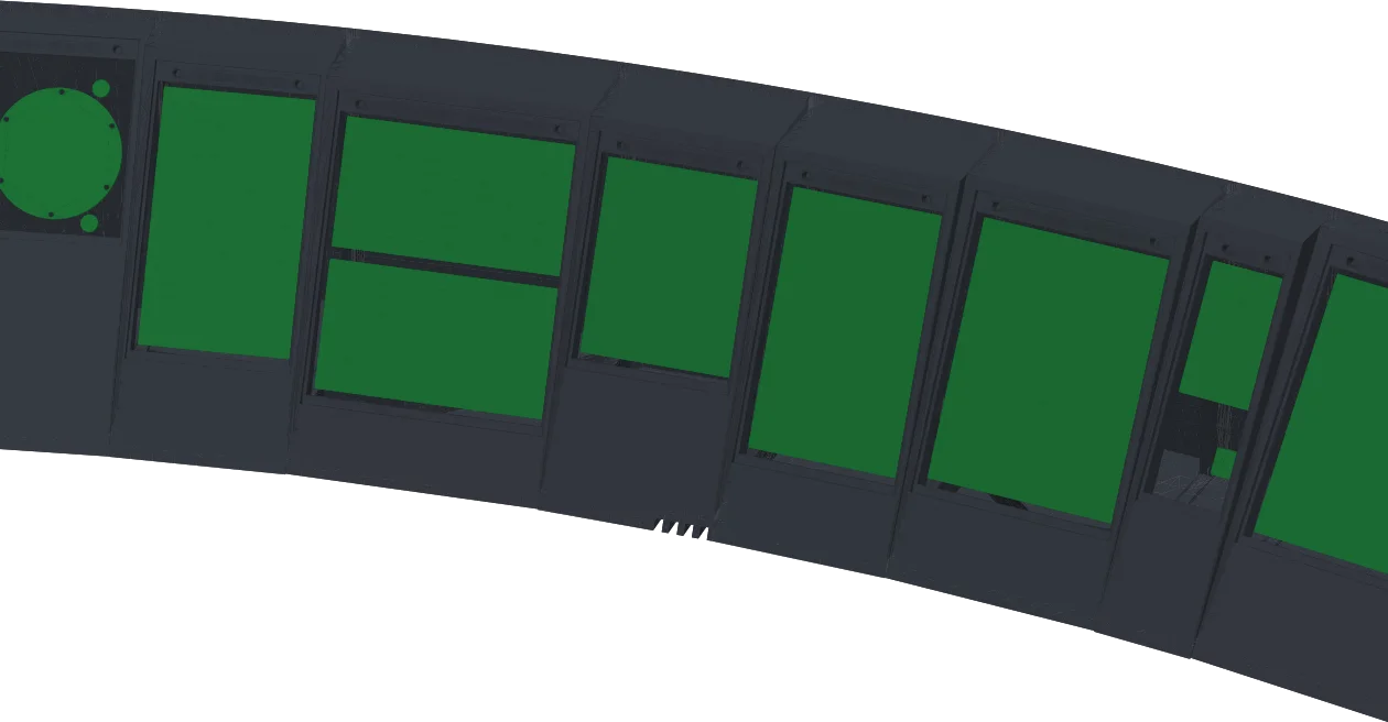 Render of the SC-MFD prototype frame with the boards in place and the panels removed