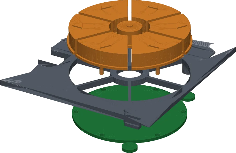 Exploded render of the round button cluster on the SC-MFD prototype
